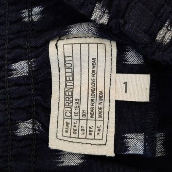 CURRENT ELLIOT | Smock Dotted Ikat Polka Dot Tee Blouse Blue Sz 1 / S - Picture 11 of 12